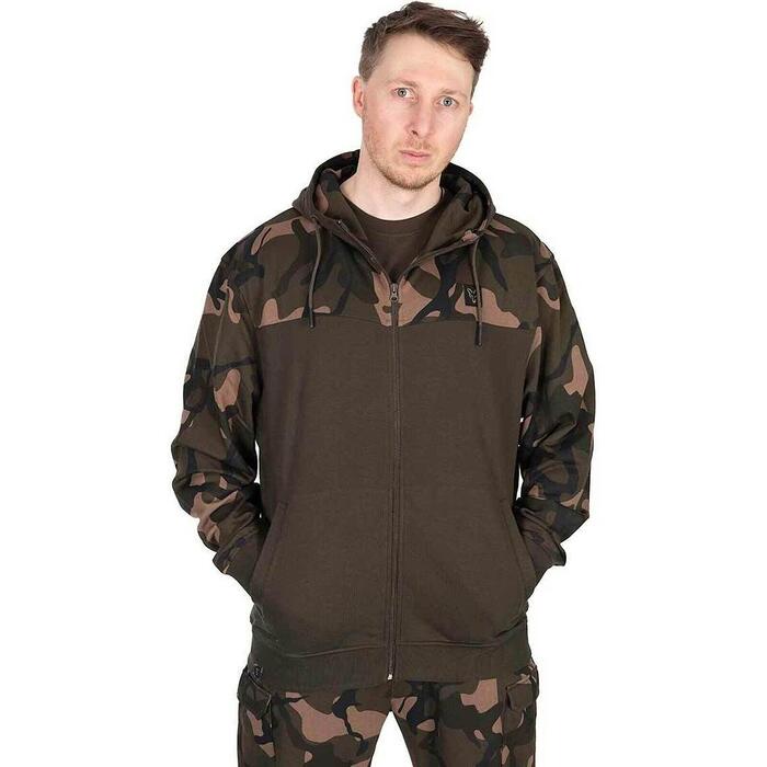 Fox LW Khaki / Camo Split Zip Hoody L