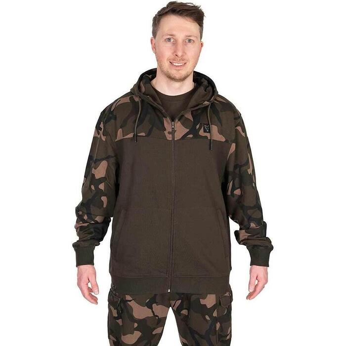 Fox LW Khaki / Camo Split Zip Hoody L