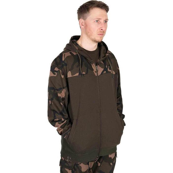 Fox LW Khaki / Camo Split Zip Hoody L