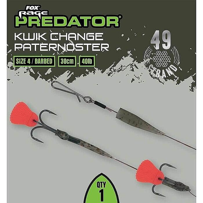 Fox Rage Predator Kwik Change Paternoster Trace 30cm Size 4