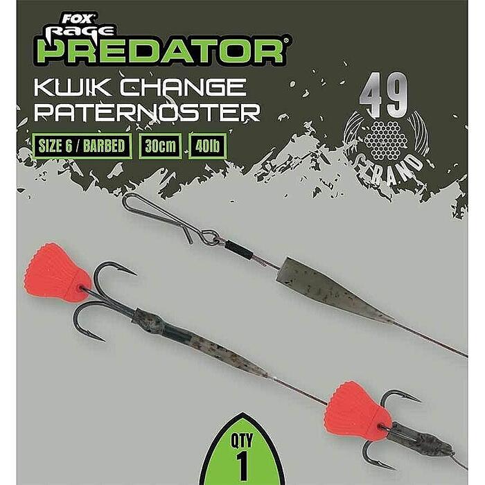 Fox Rage Predator Kwik Change Paternoster Trace 30cm Size 6