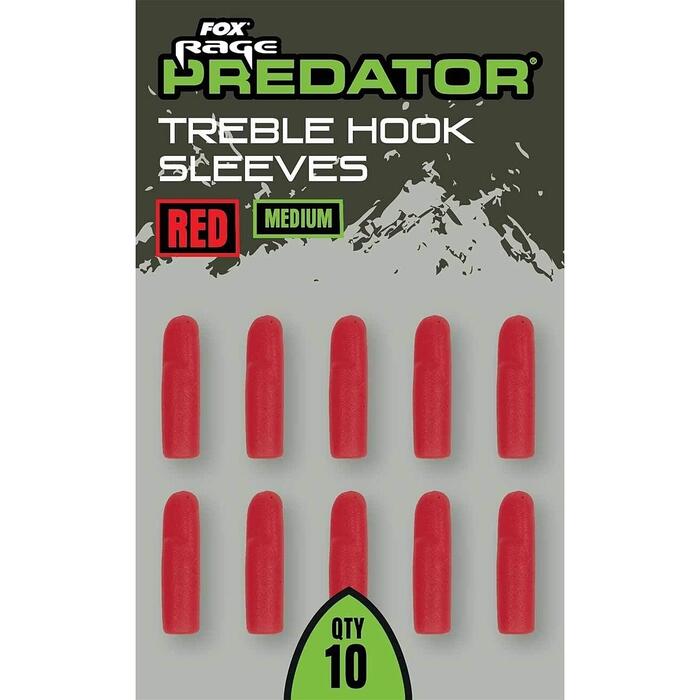 Fox Rage Predator Red Treble Hook Sleeves L 10pcs