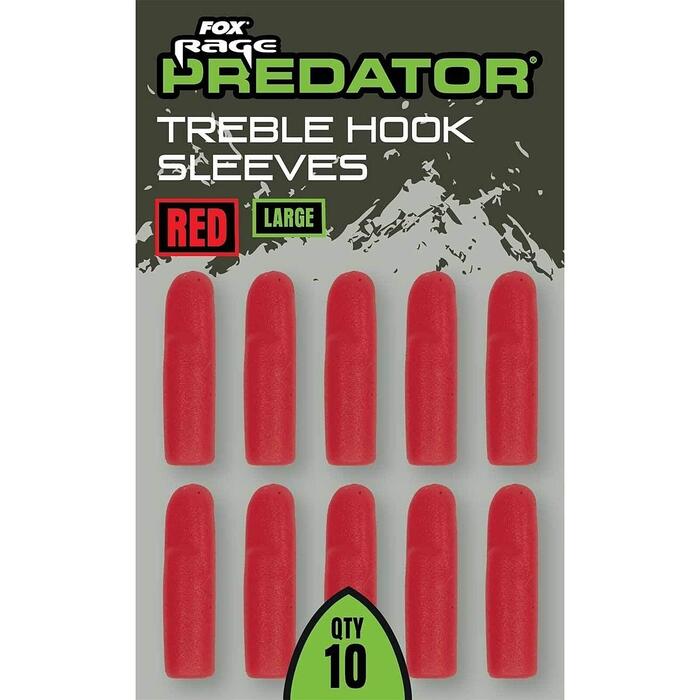 Fox Rage Predator Red Treble Hook Sleeves L 10pcs