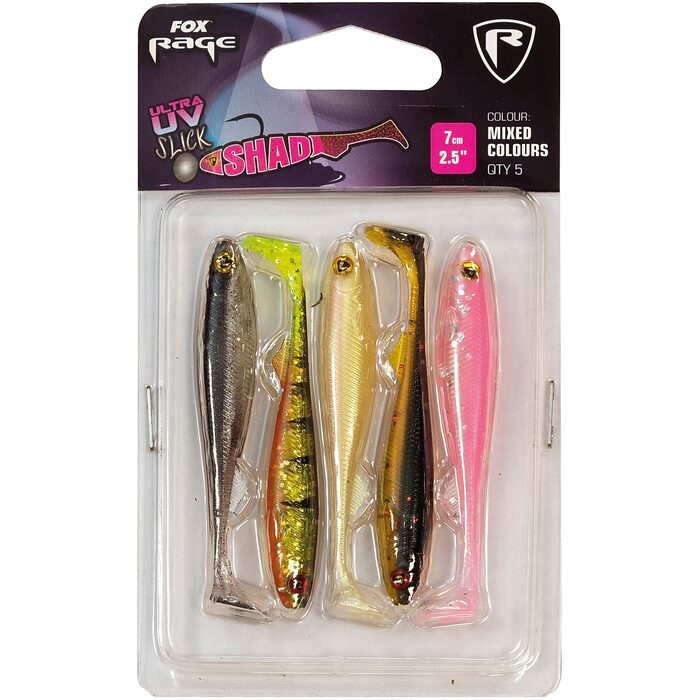 Fox Rage Slick Shad Mixed Colour UV 7cm APPDP 5st