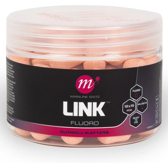 Mainline Fluoro Dumbell Wafters Link 12 x 15mm Pink