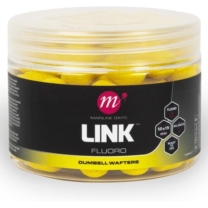 Mainline Fluoro Dumbell Wafters Link 12 x 15mm Yellow