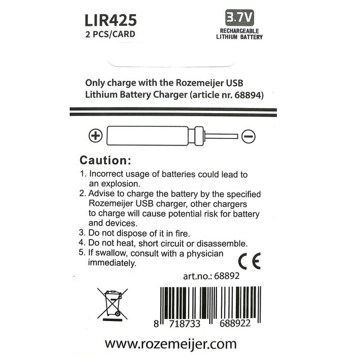 Rozemeijer LIR425 Lithium Battery Pack 2pcs (rechargeable)