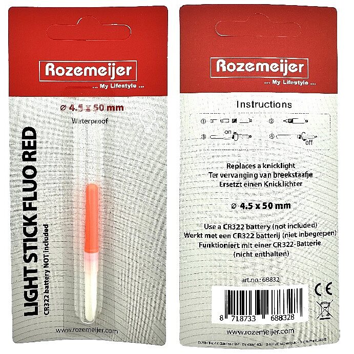 Rozemeijer Light Stick Fluo Red size 4.5x50mm 1pcs (ex. CR322 battery)