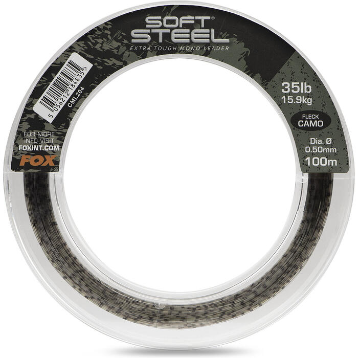 Fox Soft Steel Fleck Camo Leader 45lb 0.60mm x 100m