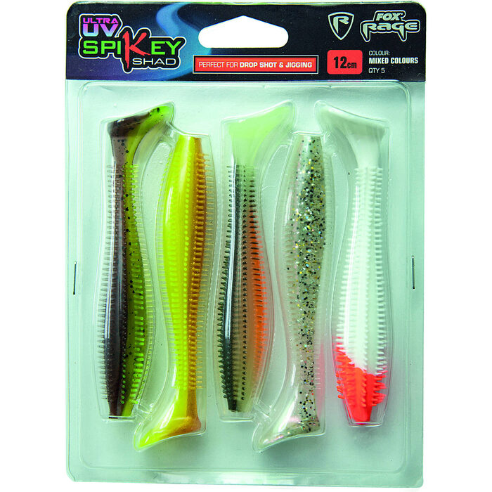 Fox Rage Spikey Shad Uv Mixed Colours Packs 12cm 5pcs