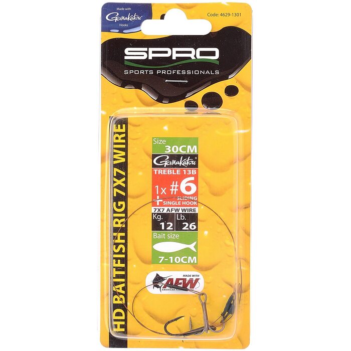 Spro HD Baitfish Rig 30cm 1x Treble #4 + 1SH 18kg