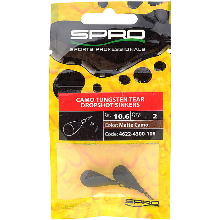 Spro Tungsten Camo Tear Drop Weights Matte 14gr 2st